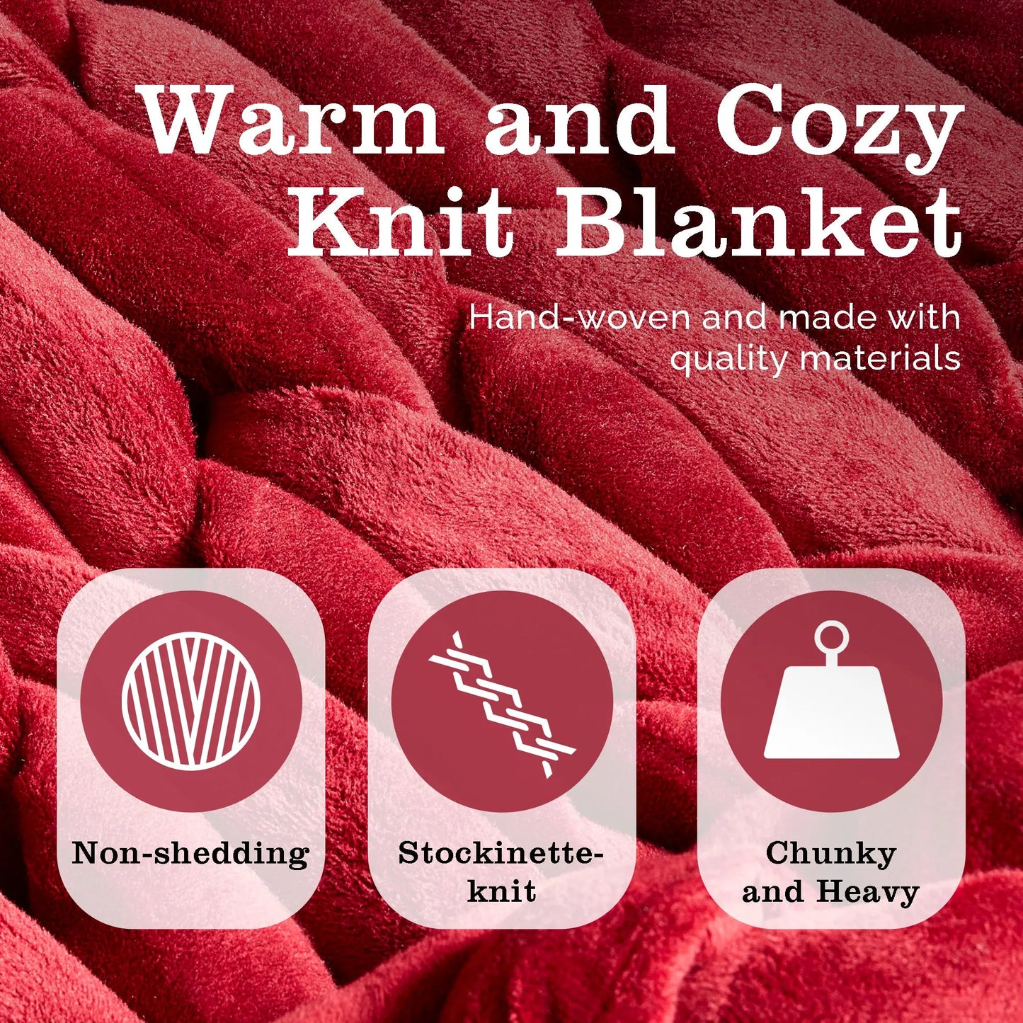 ColeyBear Chunky Knit Weighted Blanket for Anxiety (Burgundy) ColeyBear