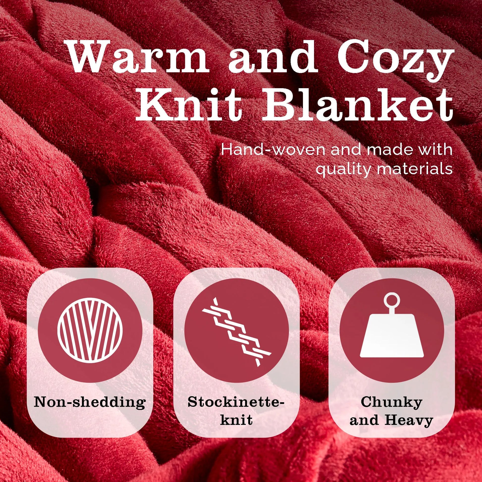 ColeyBear Chunky Knit Weighted Blanket for Anxiety (Burgundy) ColeyBear