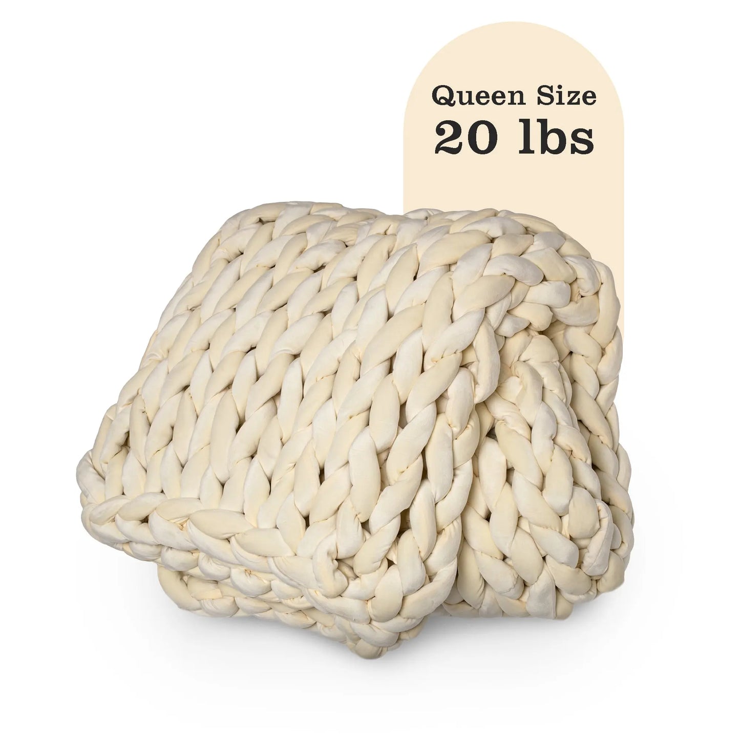 ColeyBear Chunky Knit Weighted Blanket for Anxiety (Cream) ColeyBear
