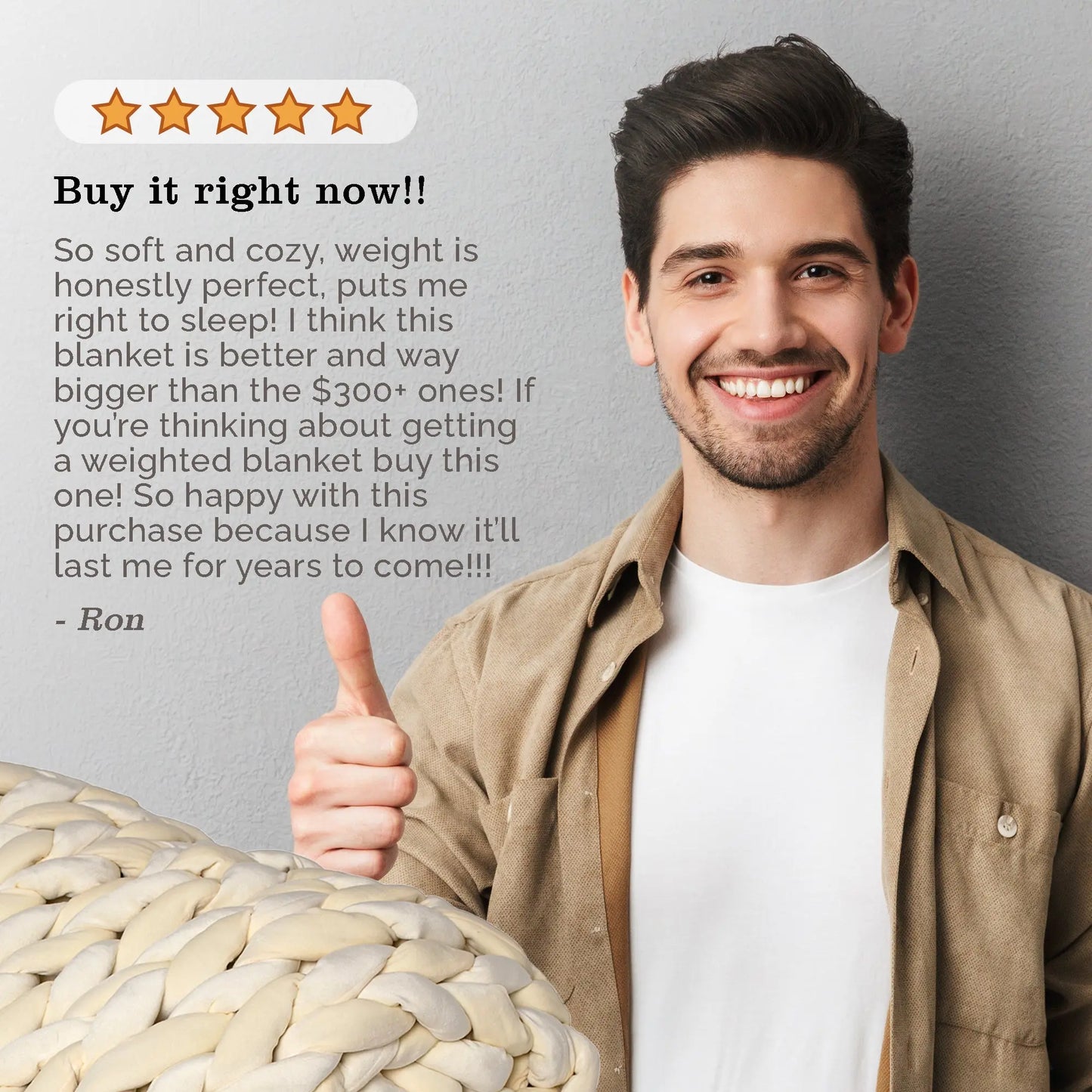 ColeyBear Chunky Knit Weighted Blanket for Anxiety (Cream) ColeyBear
