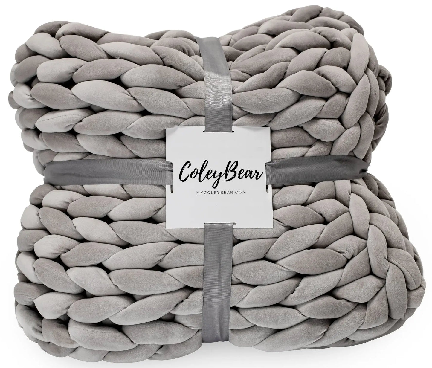 ColeyBear Light Grey Chunky Knit Weighted Blanket/Blankets For Sale