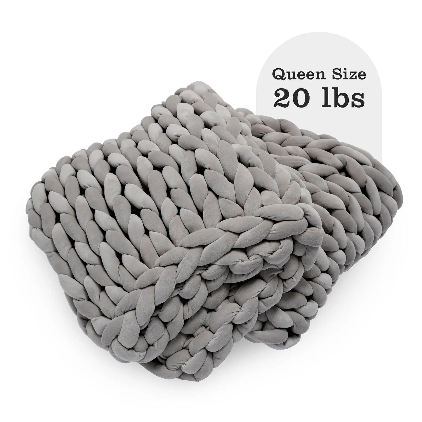 ColeyBear Chunky Knit Weighted Blanket for Anxiety (Light Grey) ColeyBear
