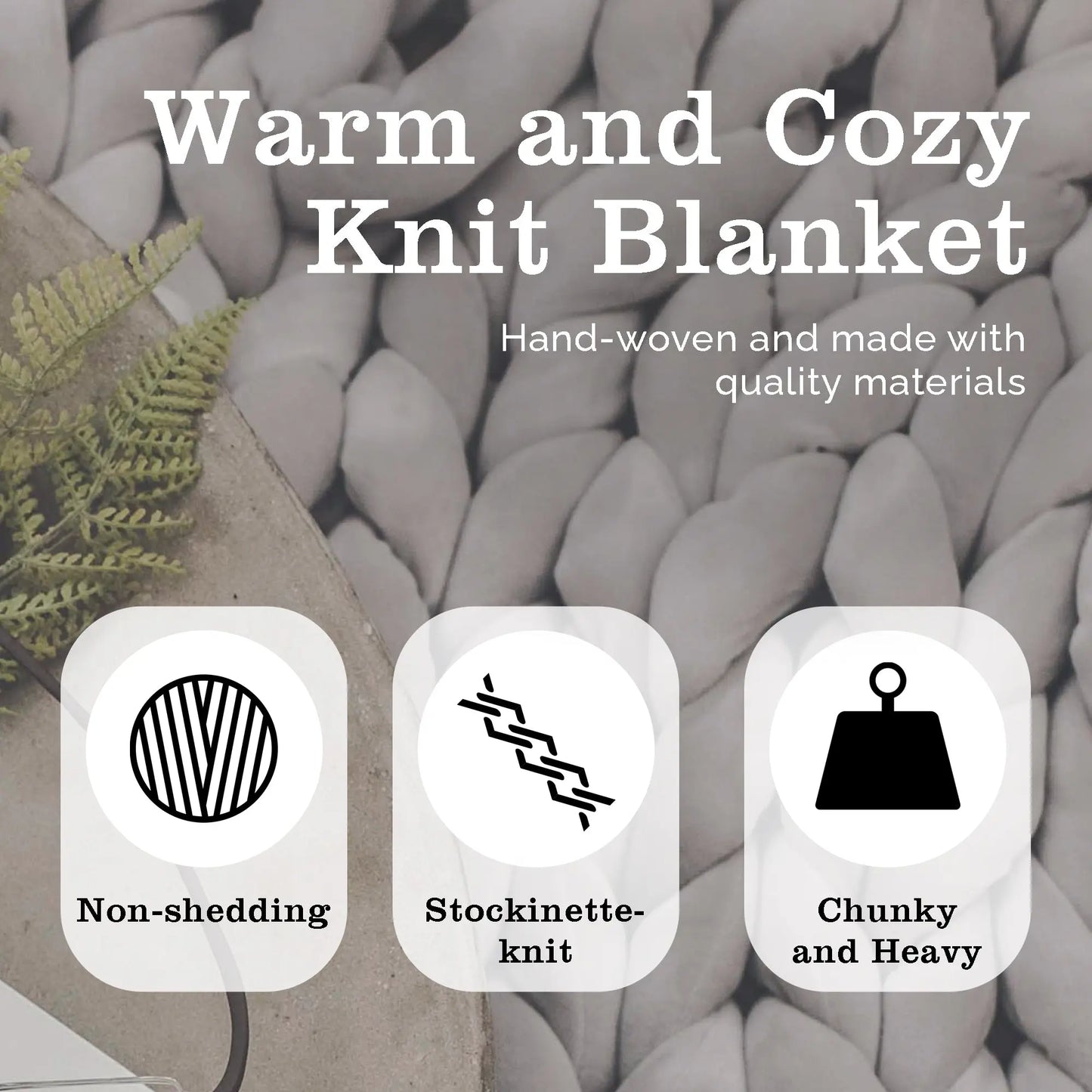 ColeyBear Chunky Knit Weighted Blanket for Anxiety (Light Grey) ColeyBear