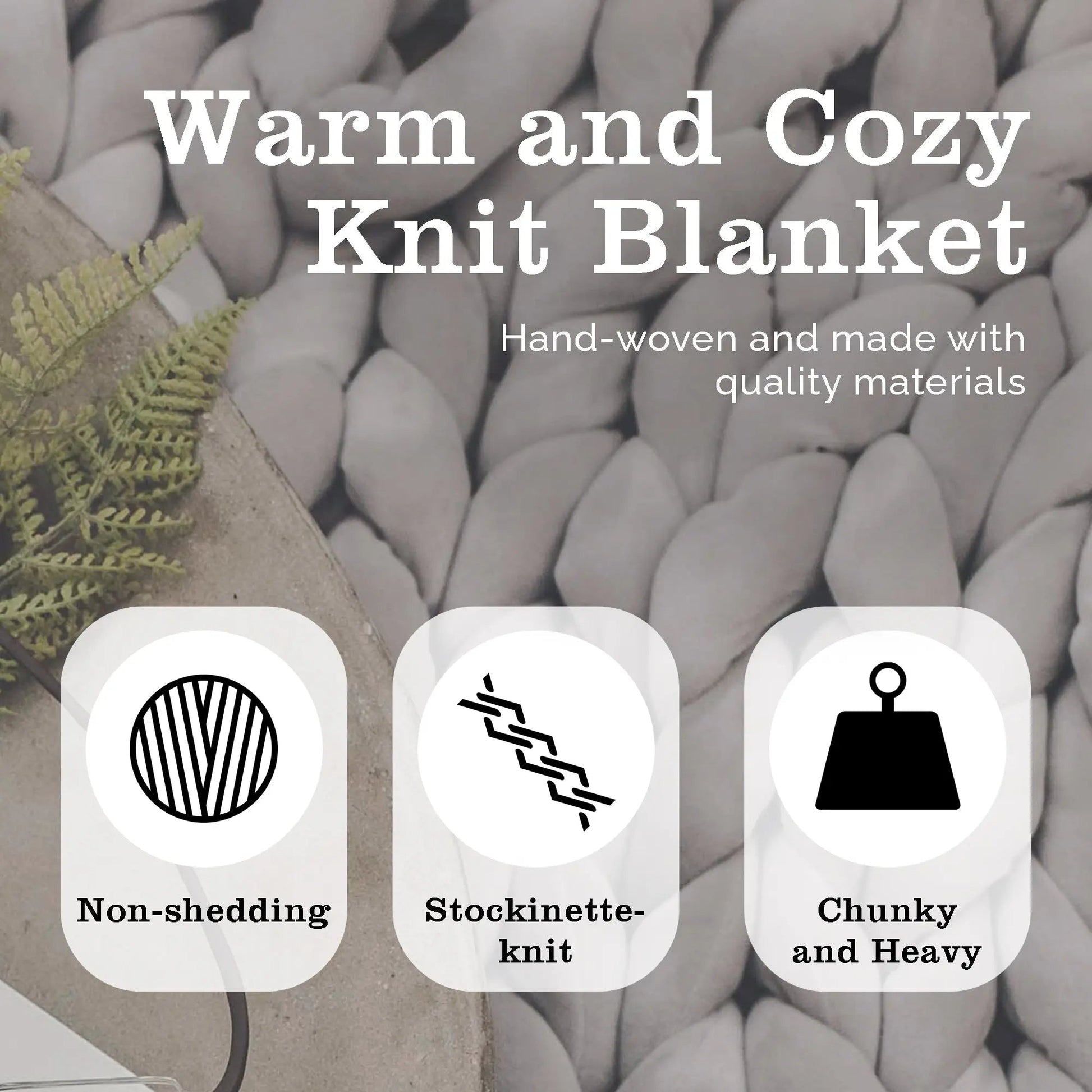ColeyBear Chunky Knit Weighted Blanket for Anxiety (Light Grey) ColeyBear