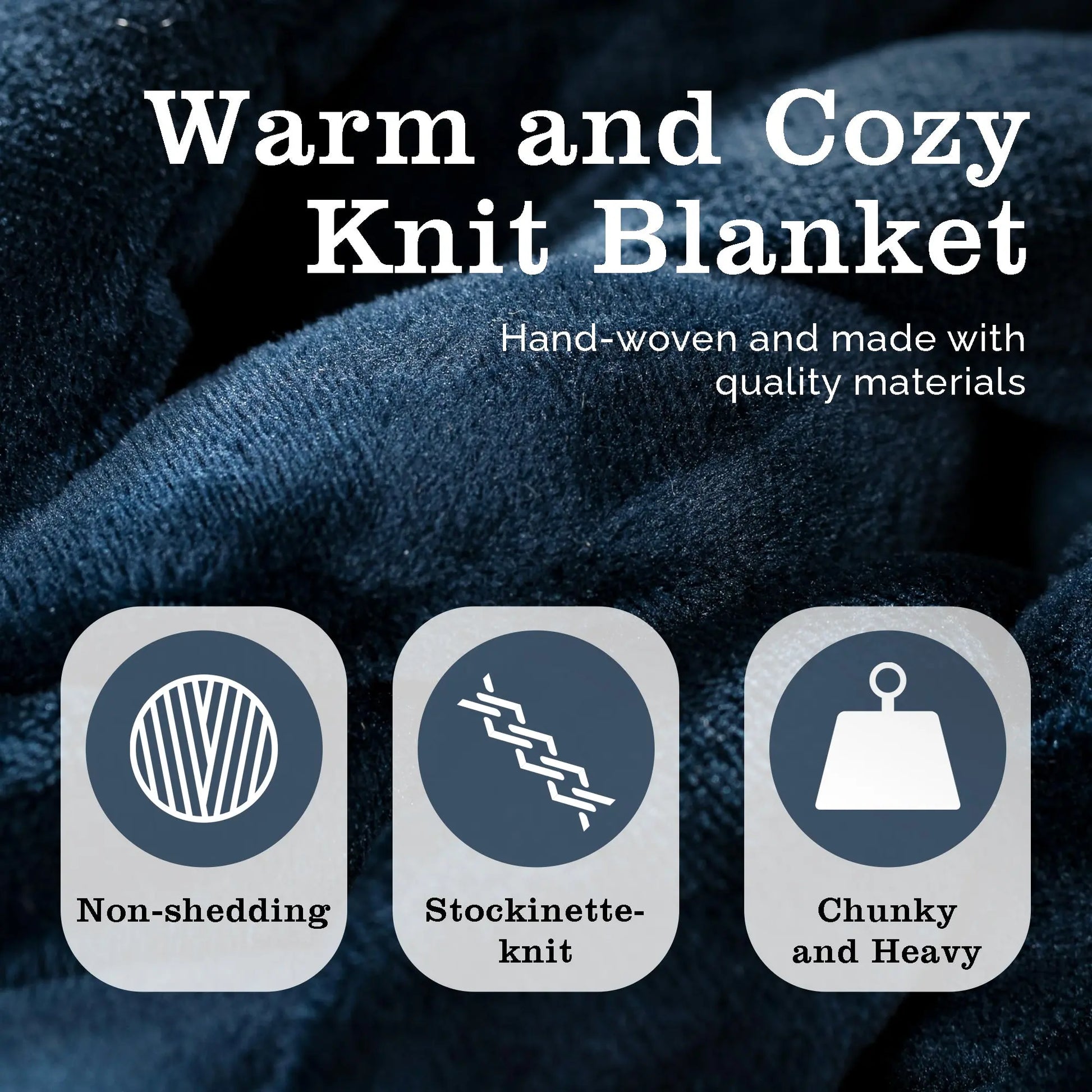 ColeyBear Chunky Knit Weighted Blanket for Anxiety (Navy Blue) ColeyBear