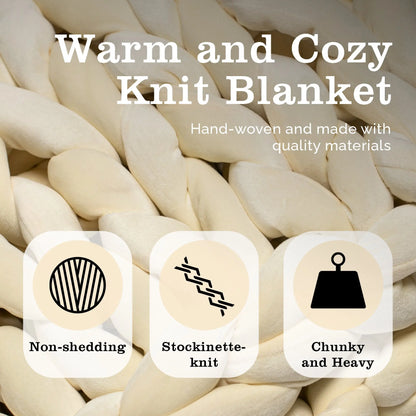 ColeyBear Chunky Knit Weighted Blanket for Anxiety (Cream) ColeyBear