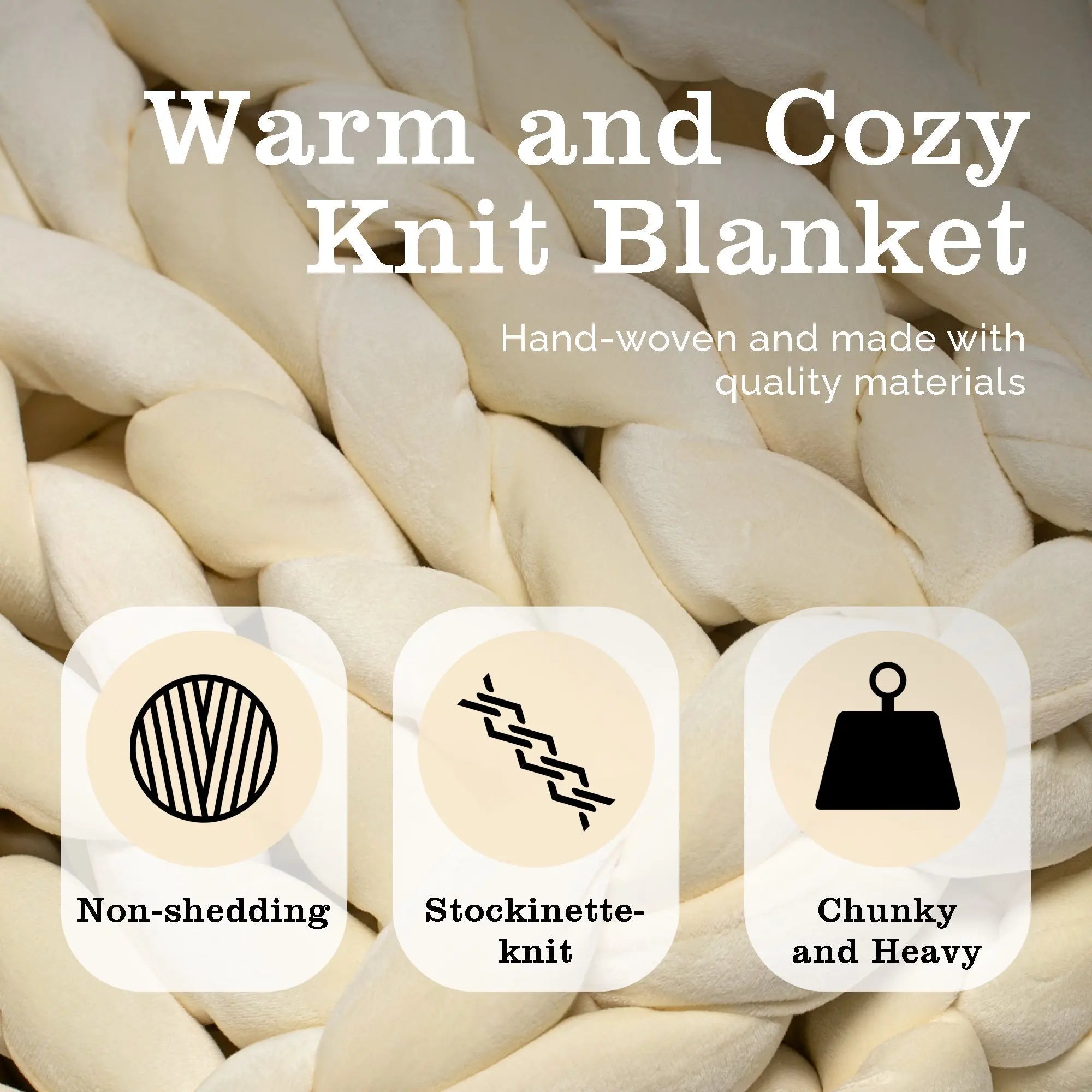 Cream Chunky Knit Weighted Blanket Blankets For Sale ColeyBear