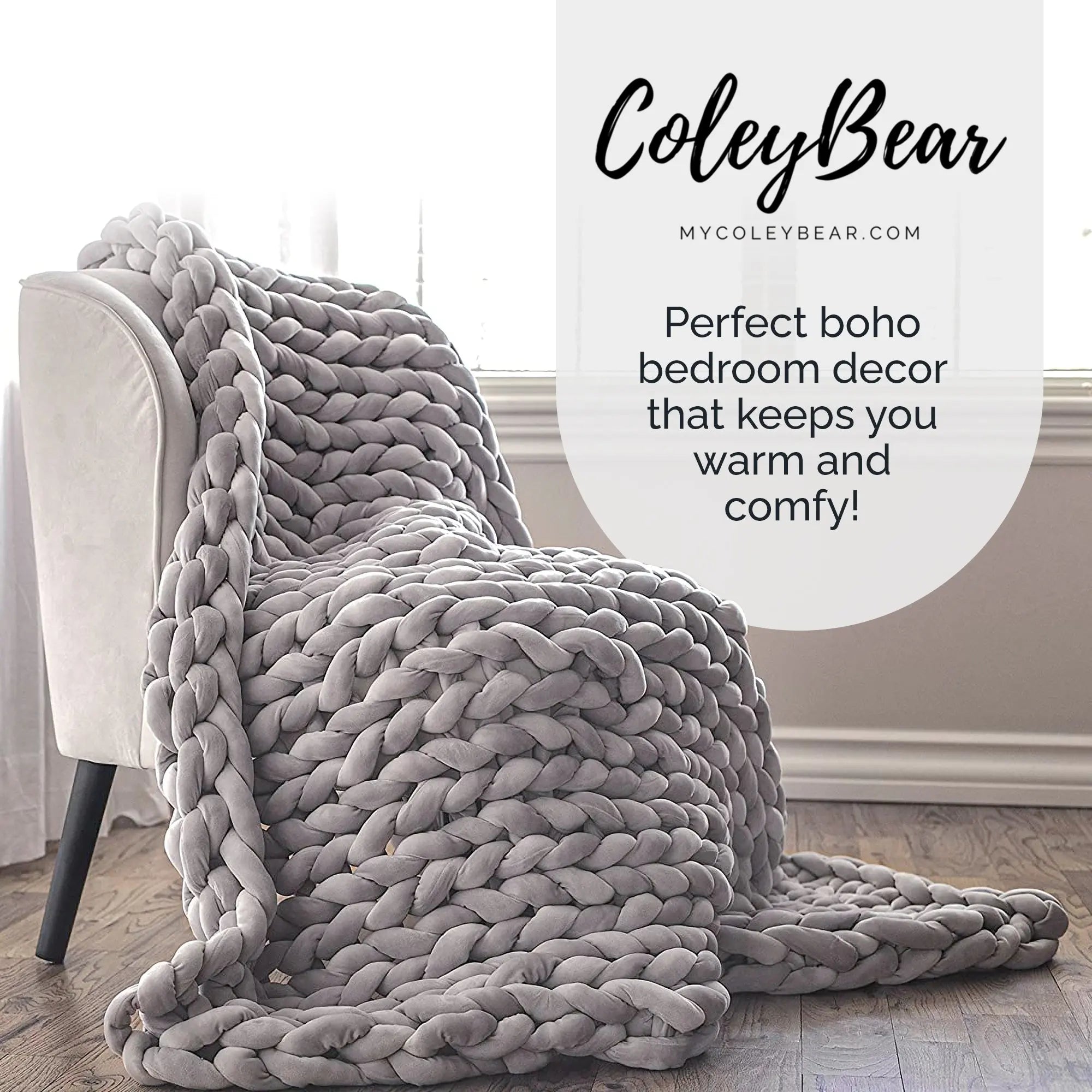 Grey chunky knit discount throw