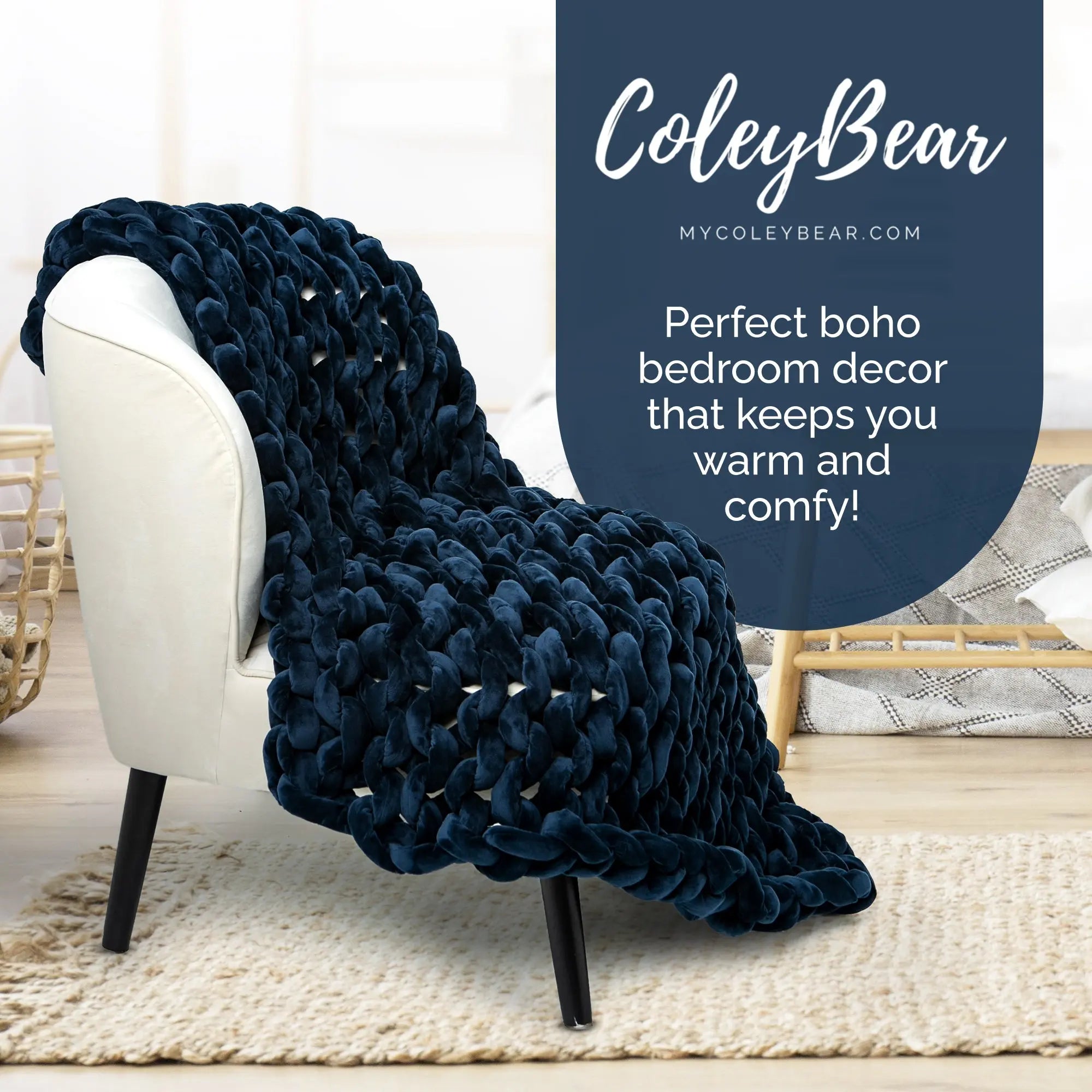 Navy blue outlet chunky knit blanket